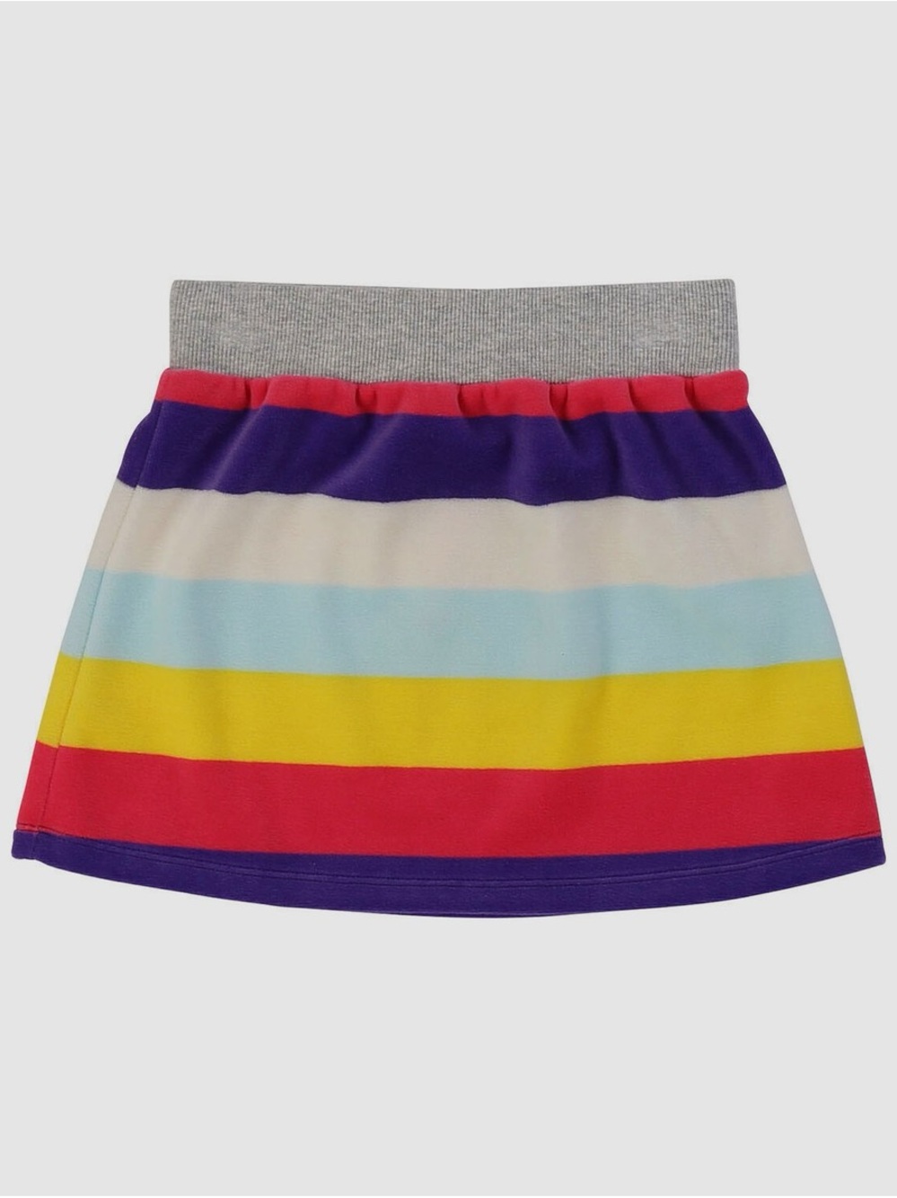 Billieblush Girls' Gray Waistband Multicolor Striped Velour Skirt